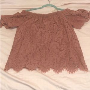 Lace Mauve Pink Off-Shoulder Blouse